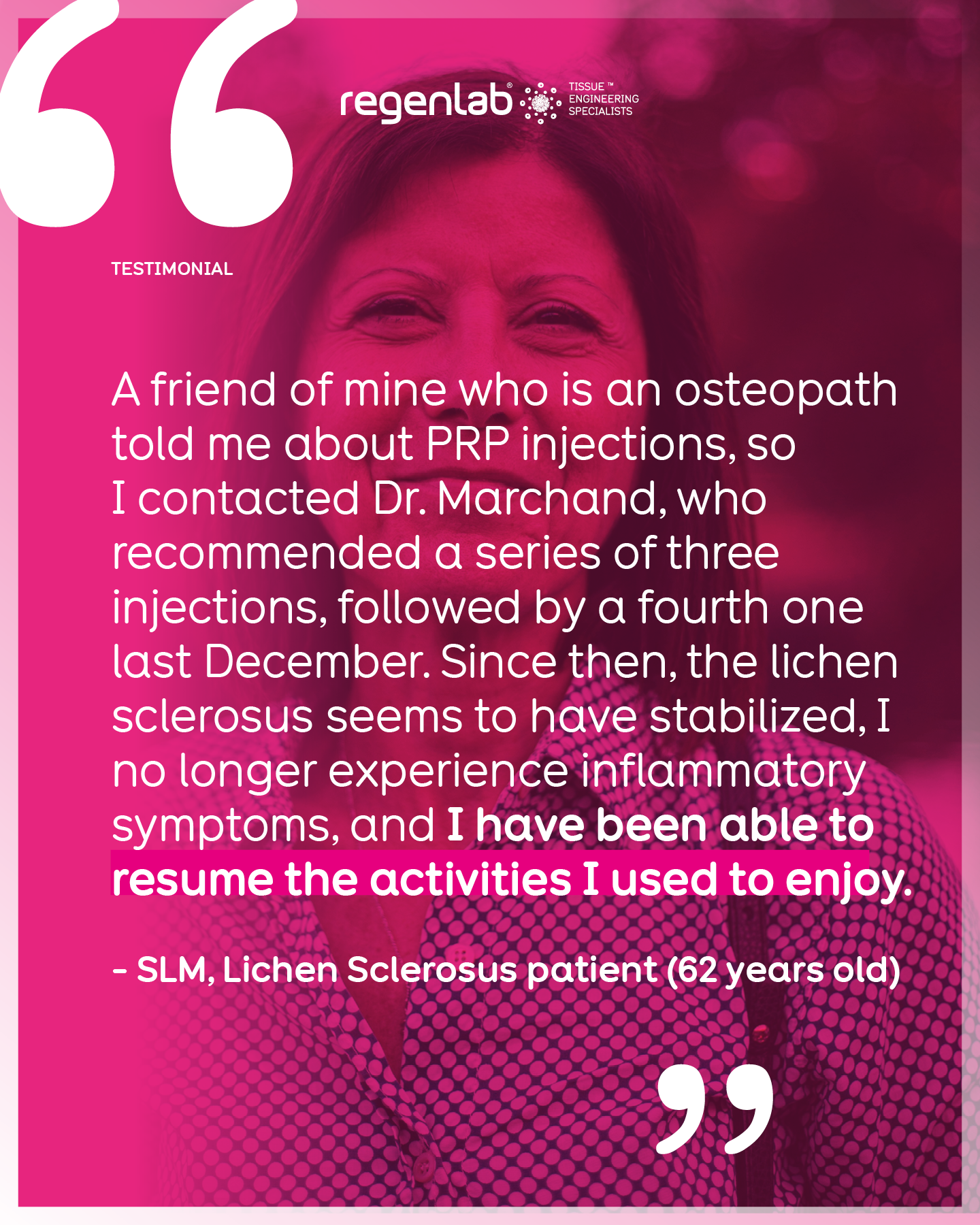 Original visual for patient testimonial 2