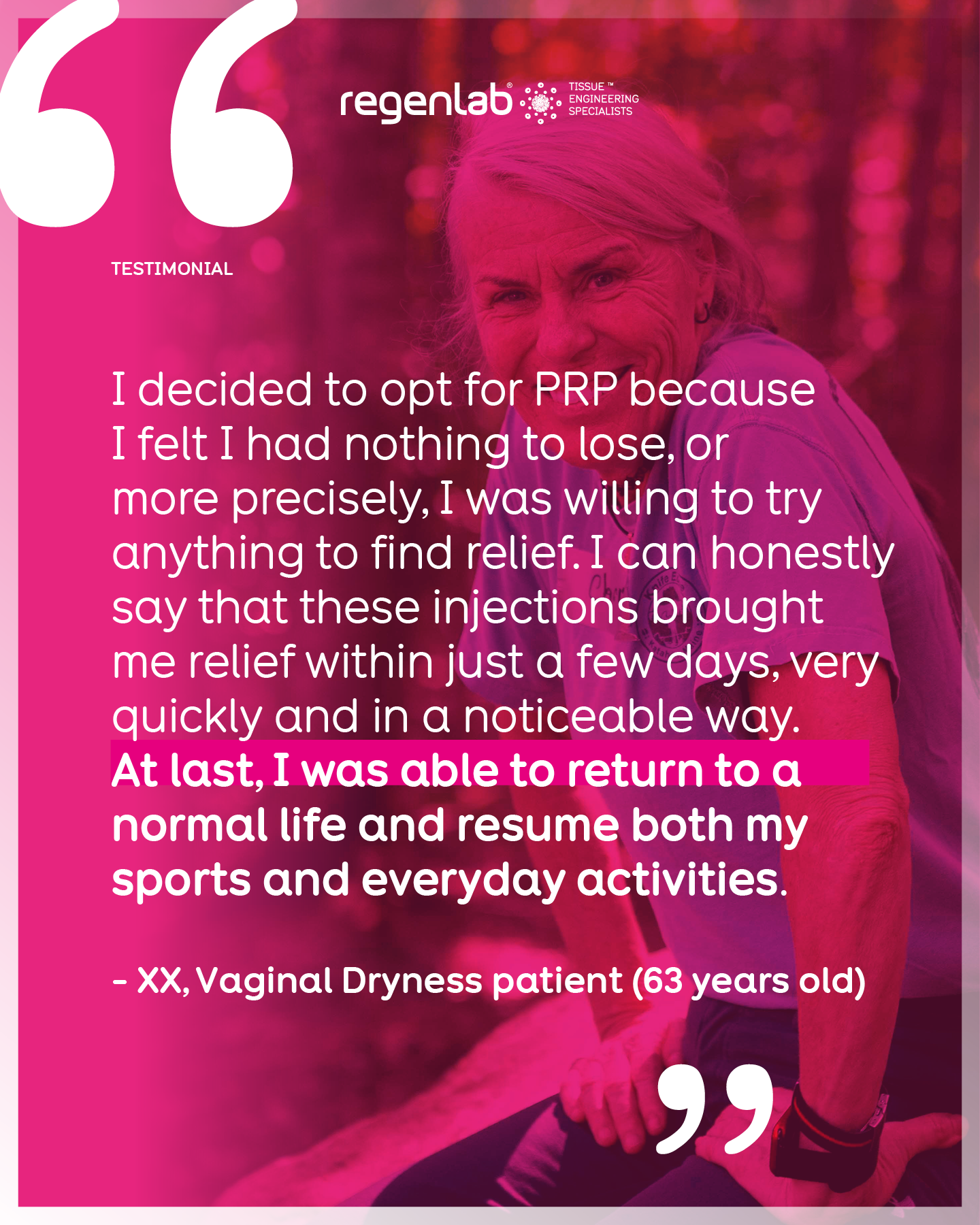 Original visual for patient testimonial 4
